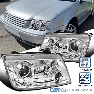 Fit 99-05 VW Jetta Bora Mk4 LED Strip Projector Headlights Head Lamps Left+Right • $154.75