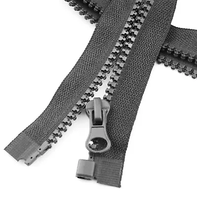 £7.55 • Buy 5/10x Black Chunky Zipper Zip For Sewing Coat Jacket Boot Open End Heavy Duty 
