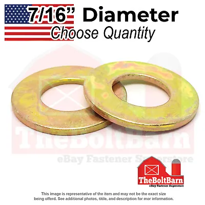 7/16  SAE Grade 8 Flat Washers Zinc Yellow USA Made (Pick Quantity) • $7.50