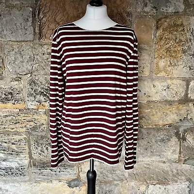 Saint James Sailor Shirt L Breton Stripe Cotton Long Sleeve Top Unisex Red Cream • £35