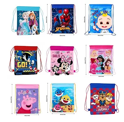 Kids Character Gym Bag PE School Swim Sports Drawstring Boys Girls Bag Backpack • £4.99