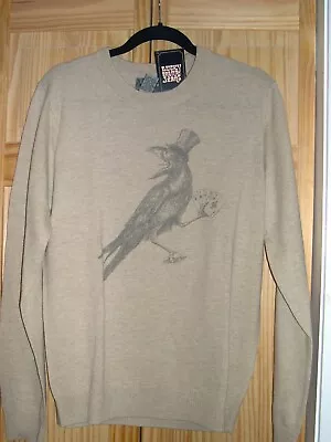 Lucky Brand Men's Crew Neck Wool Sweater Crow Poker Sz Small Nwt Oop Msrp $79 • $32.99