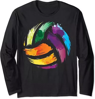 Colorful Volleyball Cute Colorsplash Ball Gift Long Sleeve T-Shirt • $22.99