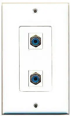 DecorZ - 2 Port Rca Blue Wall Plate Decorative White • $12.44
