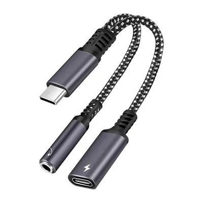 2 IN 1 Audio Charger Splitter Type C Aux Headphone Jack USB C To 3.5mm Adapter • $11.99