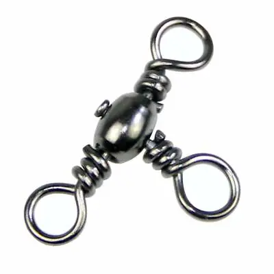 100pcs Three Way Swivels Fishing Barrel Swivels T-Turn 3 Way Swivels Connectors • $32.53