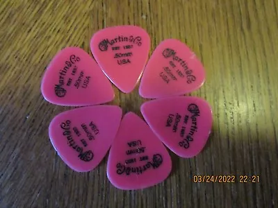 Rare 6 Pack Of Vintage .50mm USA Martin & Co Guitar Picks!  Neon Red #187 • $7.95