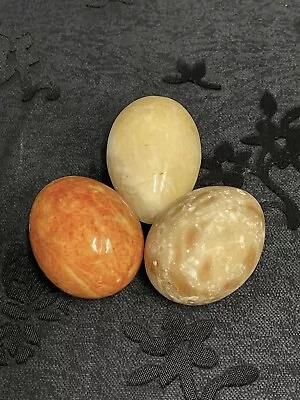 VINTAGE Lot 3 Large Polished Stone Eggs: Bloody Mary Root Beer Pina Colada • $21