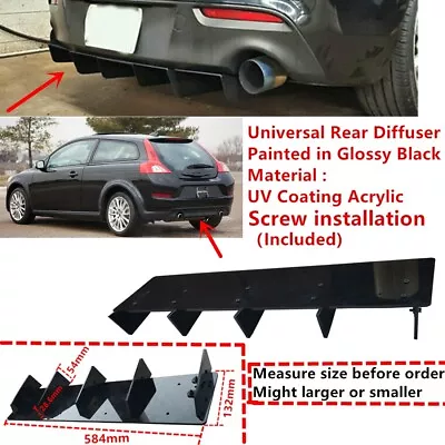 23x5  Fit For Volvo C30 2008-2013 Rear Bumper 5 Shark Fins Diffuser Splitter Kit • $40.99