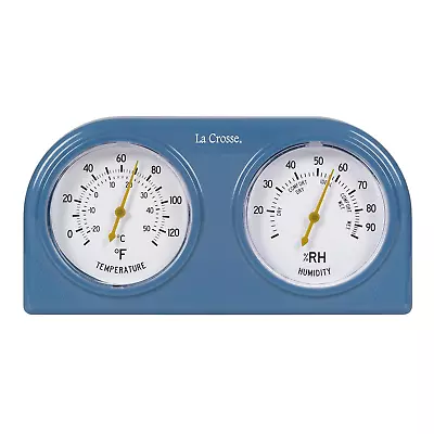 La Crosse 104-288BL-TBP Blue Analog Thermometer And Humidity Gauge • $18.67