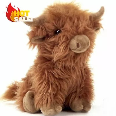 Fluffy Brown Highland Cow Coo Cuddly Soft Toy Plush Stuffed Scottish Scotland  • £8.54