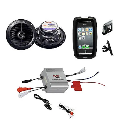 Marine Offroad Use Bike Boat ATV Black 6.5  Speakers Amplifier W/iPod MP3 Input • $121.49