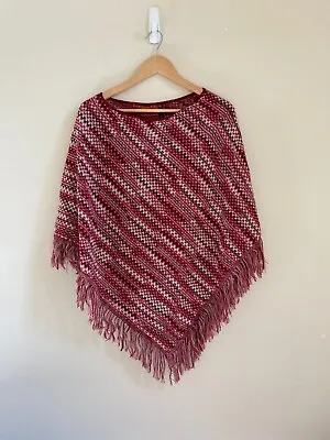 NWT Missoni Chevron Italian Knit Wool Blend Poncho Sweater One Size Italy • $150.25