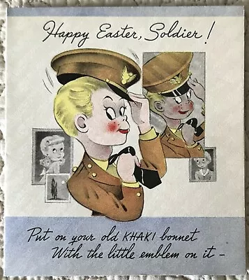 Unused Easter Patriotic WW2 WWII Army Soldier Military Vtg Greeting Card 1940s • $6.21