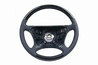 98-06 Mercedes CL500 W215 S430 W220 Steering Wheel Dark Green Wood Black Leather • $379