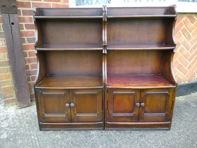 £230 • Buy Two Elegant Ercol Waterfall Display Cabinets With Lower Cupboards  Now Reduced 