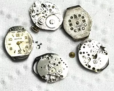 Vintage Ladies Wristwatch PARTS ONLY LOT Movements Cases Steampunk Craft Lot WP2 • $16.65