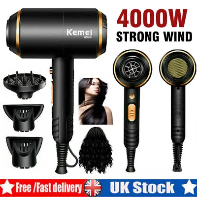 4000W Professional Fast Dry Dryer Ionic Hair Dryer Salon For Curly Straight Hair • £18.38