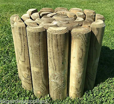 Log Roll Border Edging Fencing Edge Garden Wooden Lawn Path 12  High 2.4m Long • £20.49