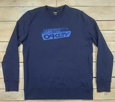 $34.97 • Buy Rare OAKLEY Frogskins Graphic Navy Blue Pullover Sweatshirt Size XL Custom Fit
