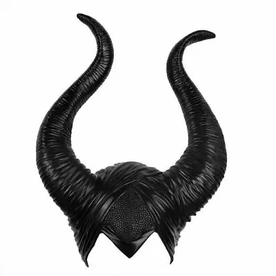 Latex Maleficent Horns Headpiece Black Evil Queen Halloween Cosplay Hat • £9.50