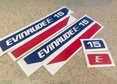 Evinrude Outboard Vintage Decal Kit 15 HP NAVY RED FREE SHIP + FREE Fish Decal! • $16