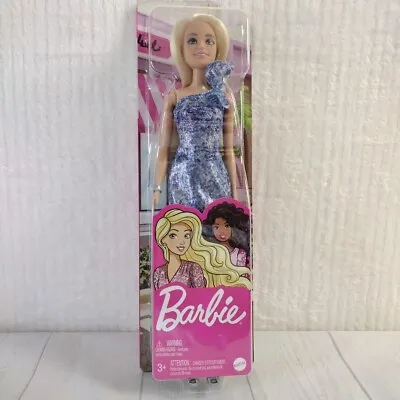 Barbie Blonde Hair Blue Eyes With Short Blue Sequins Mini Dress Silver Shoes New • $5