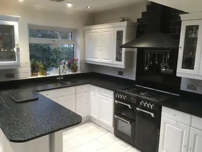 Worktops (Kitchen) 24mm Quartz Work Tops In Black With Speckled Silver • £300