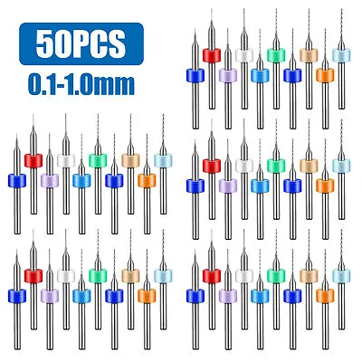 50PCS Carbide Micro Drill Bits Set 0.1-1.0mm PCB Driiling Bit For CNC Engraving • $12.75