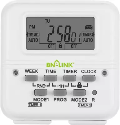 BN-LINK 7 Day Heavy Duty Digital Programmable Timer Outlet - Dual Electrical Ou • $20.54