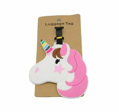 Unicorn Luggage Tag Rubber Labels Travel Holiday Suitcase Childrens Kids Bags UK • £3.25