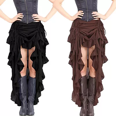 Lady Gothic Steampunk Pirate Senorita Halloween Bustle Costume Layer Skirt Dress • $40.69