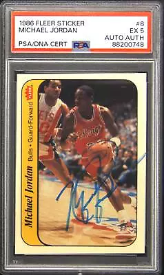 1986 Fleer Sticker #8 Michael Jordan Rookie RC Autograph Autograde PSA 5 • $30000