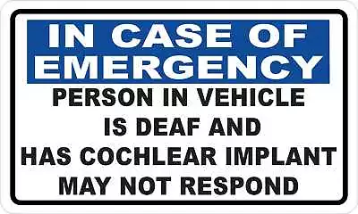 StickerTalk Emergency Person In Vehicle Is Deaf Magnet 5 Inches X 3 Inches • $10.99