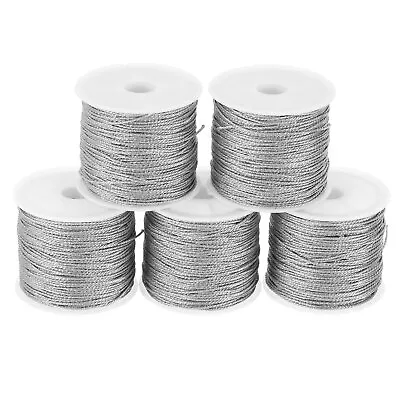 Total 110yards Metallic Cord 5 Rolls 0.8mm Dia Ornament String Thread Silver • $9.11