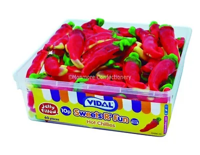 £7.49 • Buy Vidal Jelly Filled Hot Chillies 60 Pieces Full Sweets Tub
