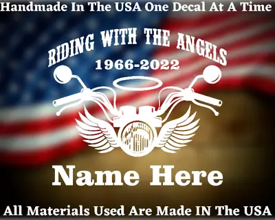 Riding With The Angels Memorial Decal Car Window Decal Bumper Sticker USA Seller • $6.79