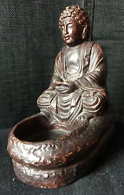Meditating Buddha Statue Sculpture Tea Candle Holder Poly Resin • $5.49