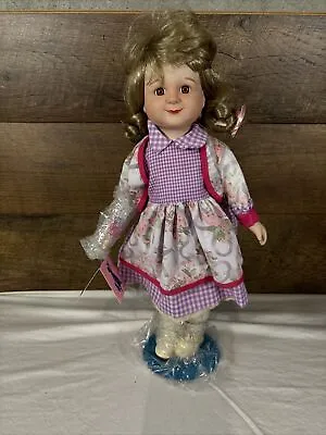 Vintage 1989 Marian Yu Designs 17” Porcelain Doll Purple Pink Floral Party Dress • $18