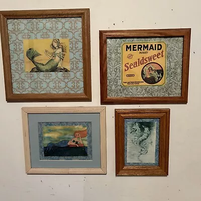 Cute Collection Of Vintage Mermaid Prints Framed W/ Glass Gallery Wall • $19.74