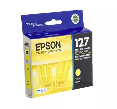 New Genuine Epson T127 Yellow Ink Cartridge NXSeries NX530 NX625 WF-3520 WF-7520 • $6.99