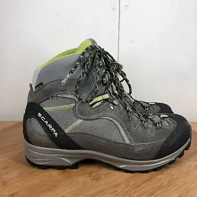 Scarpa Boots Womens 7.5 Hiking Mountaineering Gray Suede GTX Italy Trail Shoes • £77.18