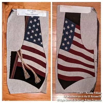 Vintage Patriotic Fabric Vest Panel American Flag Theme 4th Fourth Of July Nos • $12.99