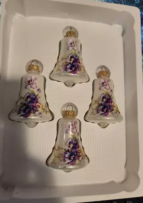 4- Vintage Kreb's Pansy Bell Ornaments Excellent Condition • $34.50