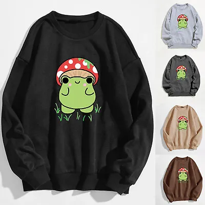 Womens Cute Frog Sweatshirt Kawaii Mushroom Hoodie Long Sweatshirt With Slits • $30.24