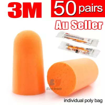 50 Pairs 3M 1100 Disposable Foam Ear Plug Noise Reducer Uncorded Individual Wrap • $20.95