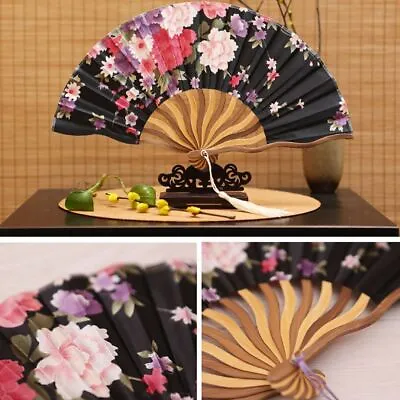 £5.15 • Buy Folding Fan Silk Hand Held Fans Bamboo Chinese Style Fan Wedding Party Decor  