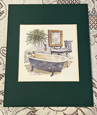 C Winterle Olson Matted Print Clawfoot Bath Tub Vintage Bathroom Picture 8x10 • $10.55
