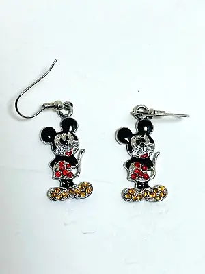 Avon Rhinestone Mickey Mouse Earrings Enameled Collectable • $8