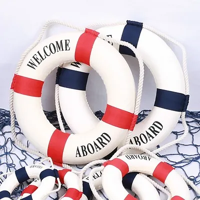 Welcome Aboard Nautical Life Lifebuoy Ring Boat Wall Hanging Home Decor YU • £3.72